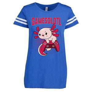 Gamer Axolotl Lover Cute Axolotl Gaming Retro Video Gamer  Enza Ladies Jersey Football T-Shirt