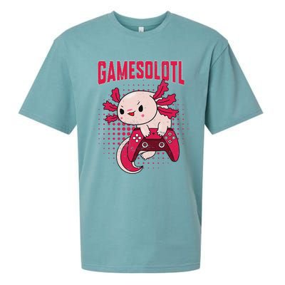 Gamer Axolotl Lover Cute Axolotl Gaming Retro Video Gamer  Sueded Cloud Jersey T-Shirt