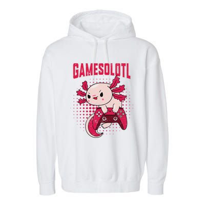 Gamer Axolotl Lover Cute Axolotl Gaming Retro Video Gamer  Garment-Dyed Fleece Hoodie