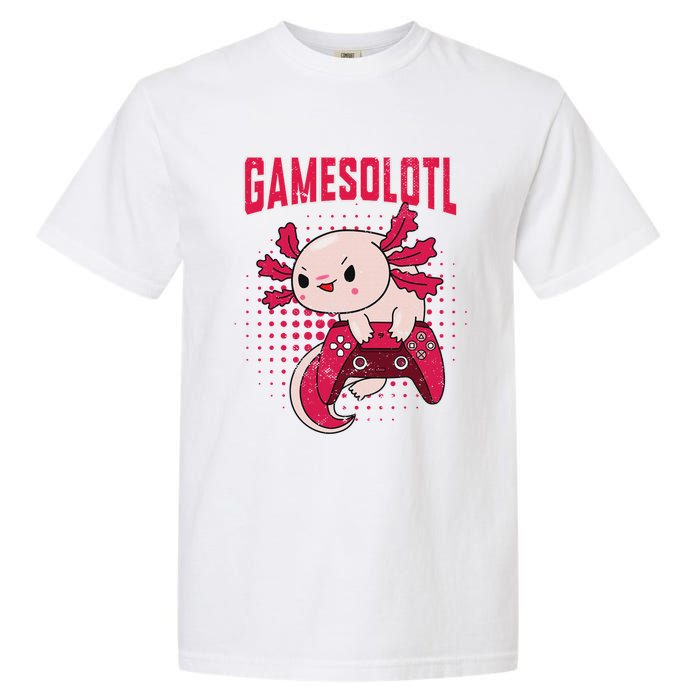 Gamer Axolotl Lover Cute Axolotl Gaming Retro Video Gamer  Garment-Dyed Heavyweight T-Shirt