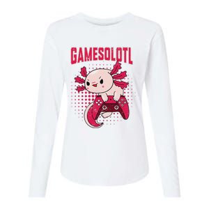 Gamer Axolotl Lover Cute Axolotl Gaming Retro Video Gamer  Womens Cotton Relaxed Long Sleeve T-Shirt