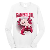 Gamer Axolotl Lover Cute Axolotl Gaming Retro Video Gamer  Long Sleeve Shirt