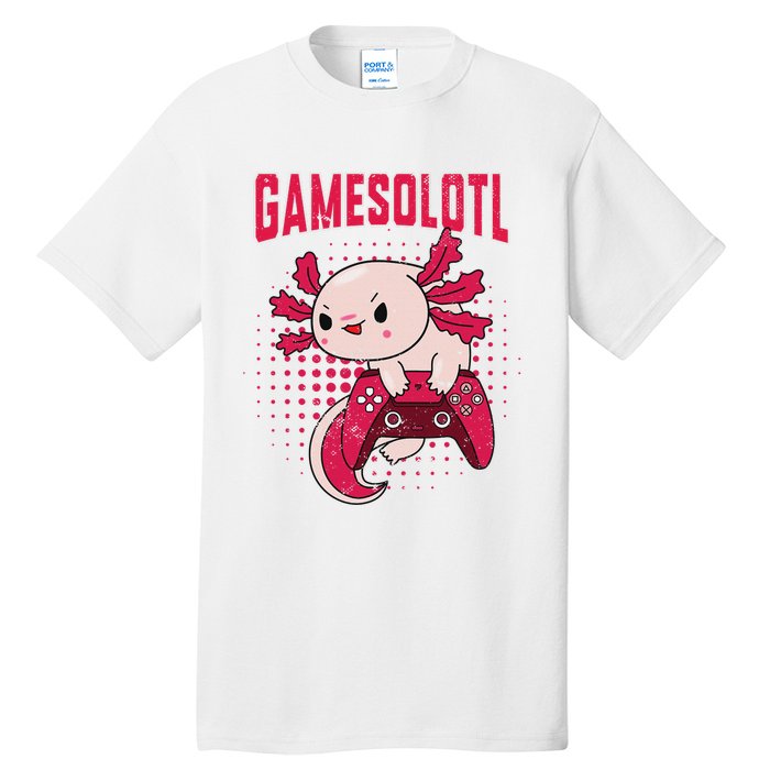 Gamer Axolotl Lover Cute Axolotl Gaming Retro Video Gamer  Tall T-Shirt