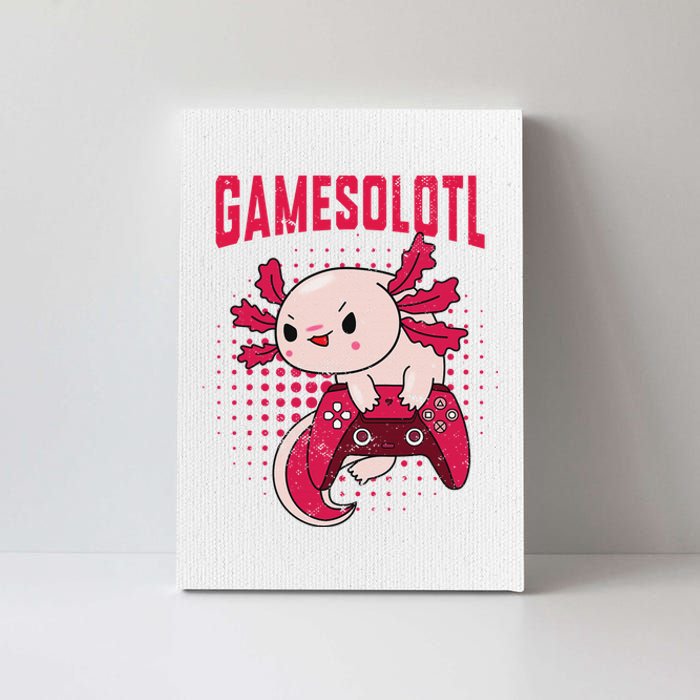 Gamer Axolotl Lover Cute Axolotl Gaming Retro Video Gamer  Canvas