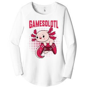 Gamer Axolotl Lover Cute Axolotl Gaming Retro Video Gamer  Women's Perfect Tri Tunic Long Sleeve Shirt