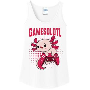 Gamer Axolotl Lover Cute Axolotl Gaming Retro Video Gamer  Ladies Essential Tank