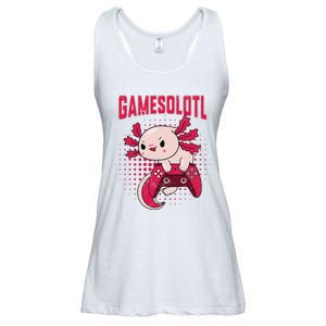 Gamer Axolotl Lover Cute Axolotl Gaming Retro Video Gamer  Ladies Essential Flowy Tank