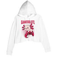 Gamer Axolotl Lover Cute Axolotl Gaming Retro Video Gamer  Crop Fleece Hoodie