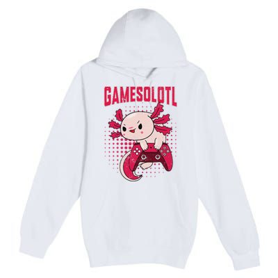 Gamer Axolotl Lover Cute Axolotl Gaming Retro Video Gamer  Premium Pullover Hoodie