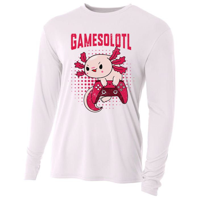 Gamer Axolotl Lover Cute Axolotl Gaming Retro Video Gamer  Cooling Performance Long Sleeve Crew