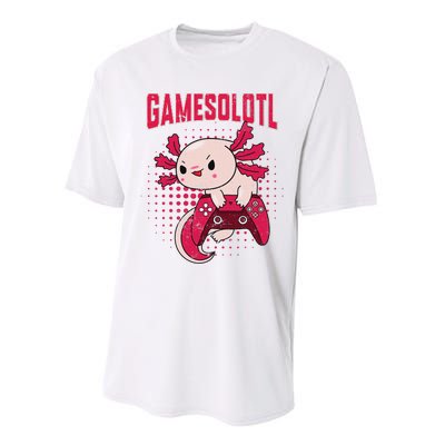 Gamer Axolotl Lover Cute Axolotl Gaming Retro Video Gamer  Performance Sprint T-Shirt