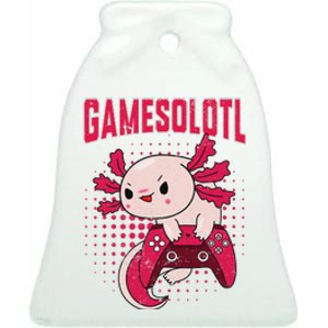 Gamer Axolotl Lover Cute Axolotl Gaming Retro Video Gamer  Ceramic Bell Ornament