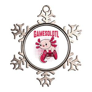 Gamer Axolotl Lover Cute Axolotl Gaming Retro Video Gamer  Metallic Star Ornament