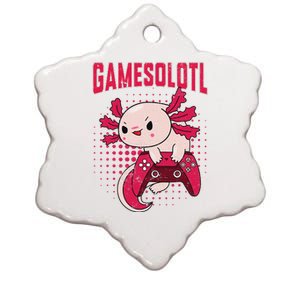 Gamer Axolotl Lover Cute Axolotl Gaming Retro Video Gamer  Ceramic Star Ornament