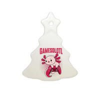 Gamer Axolotl Lover Cute Axolotl Gaming Retro Video Gamer  Ceramic Tree Ornament