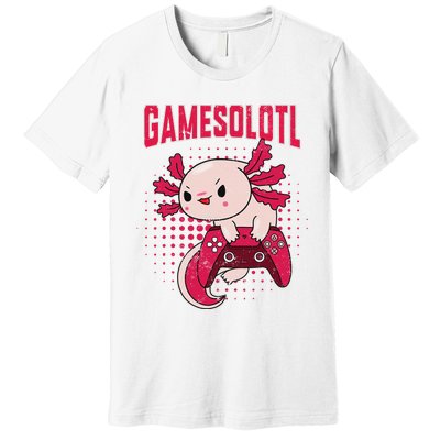 Gamer Axolotl Lover Cute Axolotl Gaming Retro Video Gamer  Premium T-Shirt