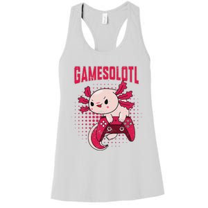 Gamer Axolotl Lover Cute Axolotl Gaming Retro Video Gamer  Women's Racerback Tank