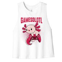 Gamer Axolotl Lover Cute Axolotl Gaming Retro Video Gamer  Women's Racerback Cropped Tank