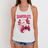 Gamer Axolotl Lover Cute Axolotl Gaming Retro Video Gamer  Women's Knotted Racerback Tank