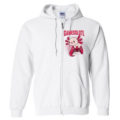 Gamer Axolotl Lover Cute Axolotl Gaming Retro Video Gamer  Full Zip Hoodie