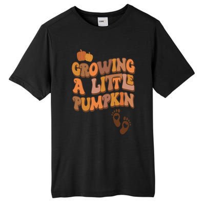 Growing A Little Pumpkin Thanksgiving Pregnancy Announcement Tall Fusion ChromaSoft Performance T-Shirt