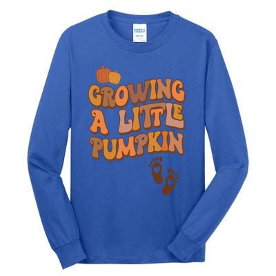 Growing A Little Pumpkin Thanksgiving Pregnancy Announcement Tall Long Sleeve T-Shirt