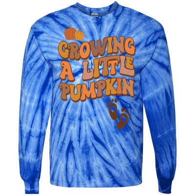 Growing A Little Pumpkin Thanksgiving Pregnancy Announcement Tie-Dye Long Sleeve Shirt