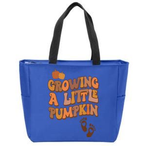 Growing A Little Pumpkin Thanksgiving Pregnancy Announcement Zip Tote Bag