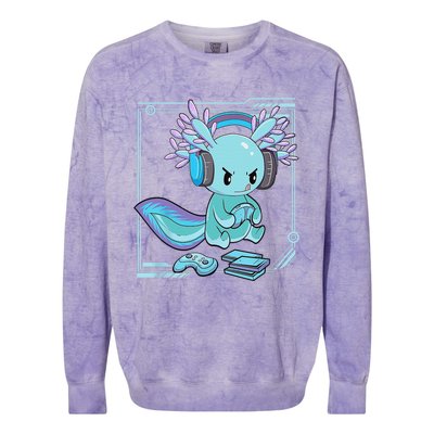 Gamer Axolotl Lover Cute Axolotl Gaming Video Gamer Gifts    Colorblast Crewneck Sweatshirt