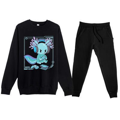 Gamer Axolotl Lover Cute Axolotl Gaming Video Gamer Gifts    Premium Crewneck Sweatsuit Set