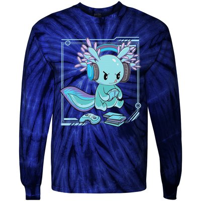 Gamer Axolotl Lover Cute Axolotl Gaming Video Gamer Gifts    Tie-Dye Long Sleeve Shirt