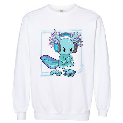 Gamer Axolotl Lover Cute Axolotl Gaming Video Gamer Gifts    Garment-Dyed Sweatshirt