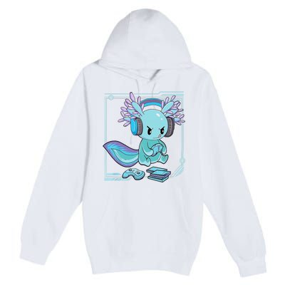 Gamer Axolotl Lover Cute Axolotl Gaming Video Gamer Gifts    Premium Pullover Hoodie