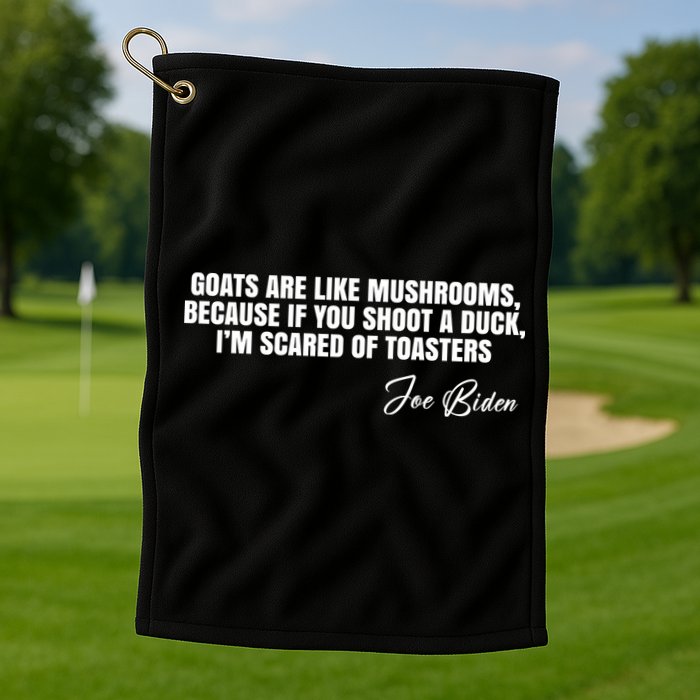 Goats Are Like Mushrooms Funny Joe Biden Quote Golf Towel