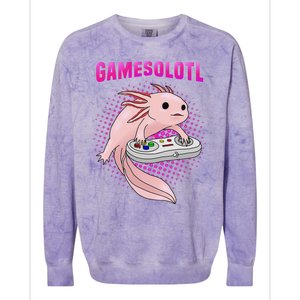 Gamer Axolotl Lover Cute Axolotl Gaming Video Gamer Gifts  Colorblast Crewneck Sweatshirt