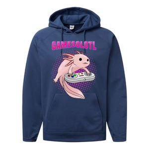 Gamer Axolotl Lover Cute Axolotl Gaming Video Gamer Gifts  Performance Fleece Hoodie