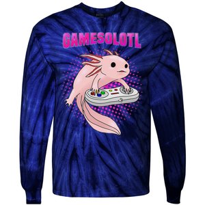 Gamer Axolotl Lover Cute Axolotl Gaming Video Gamer Gifts  Tie-Dye Long Sleeve Shirt