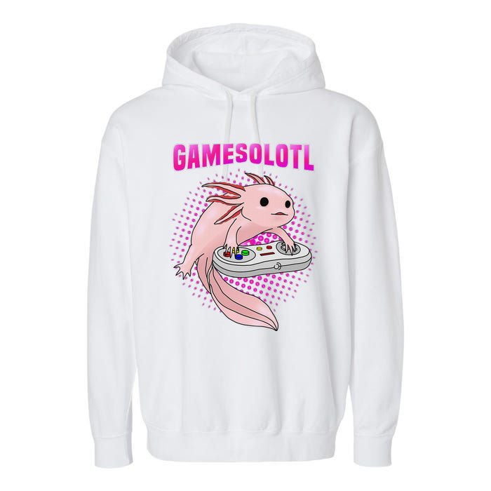 Gamer Axolotl Lover Cute Axolotl Gaming Video Gamer Gifts  Garment-Dyed Fleece Hoodie