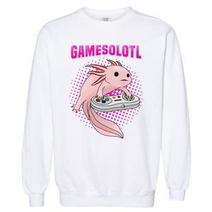 Gamer Axolotl Lover Cute Axolotl Gaming Video Gamer Gifts  Garment-Dyed Sweatshirt