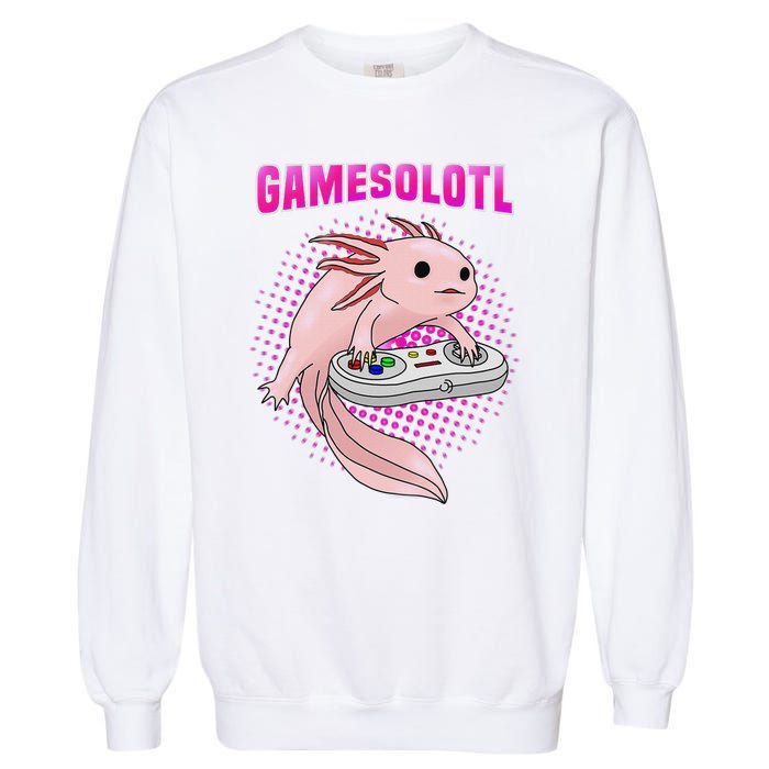 Gamer Axolotl Lover Cute Axolotl Gaming Video Gamer Gifts  Garment-Dyed Sweatshirt