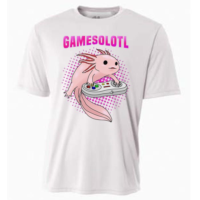 Gamer Axolotl Lover Cute Axolotl Gaming Video Gamer Gifts  Cooling Performance Crew T-Shirt