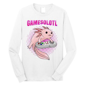 Gamer Axolotl Lover Cute Axolotl Gaming Video Gamer Gifts  Long Sleeve Shirt