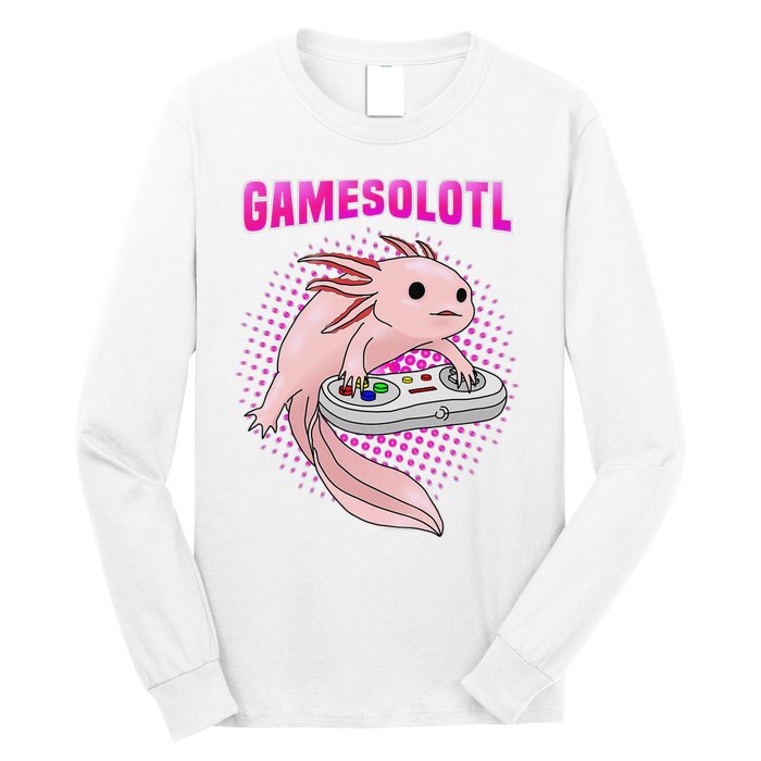 Gamer Axolotl Lover Cute Axolotl Gaming Video Gamer Gifts  Long Sleeve Shirt