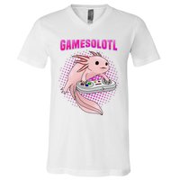 Gamer Axolotl Lover Cute Axolotl Gaming Video Gamer Gifts  V-Neck T-Shirt