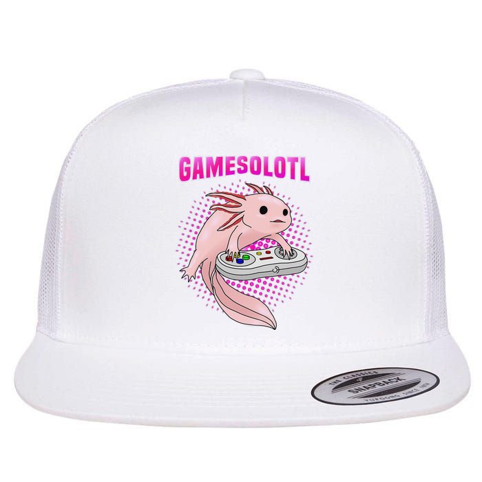 Gamer Axolotl Lover Cute Axolotl Gaming Video Gamer Gifts  Flat Bill Trucker Hat