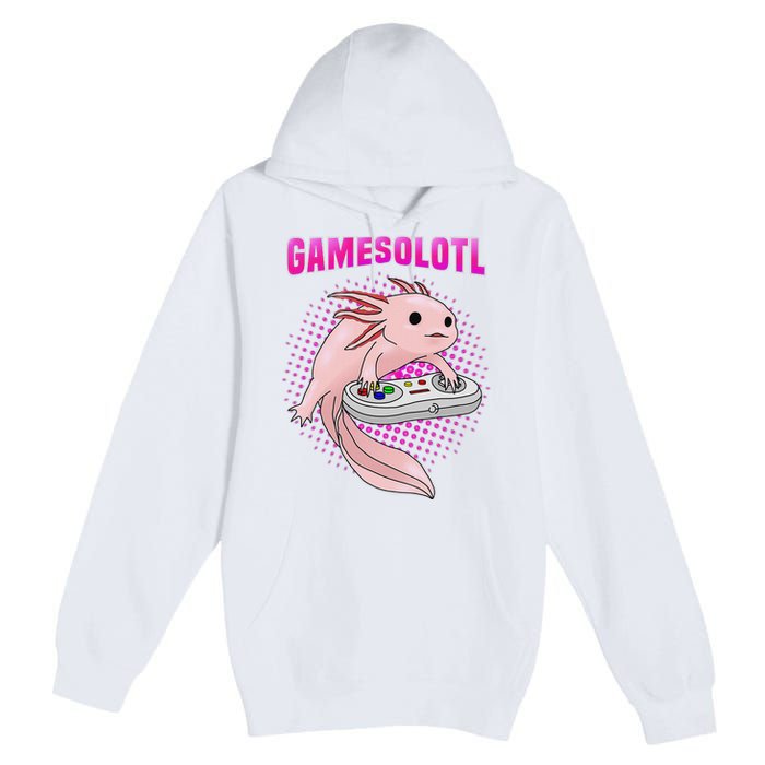 Gamer Axolotl Lover Cute Axolotl Gaming Video Gamer Gifts  Premium Pullover Hoodie