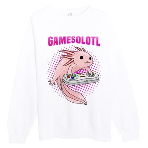 Gamer Axolotl Lover Cute Axolotl Gaming Video Gamer Gifts  Premium Crewneck Sweatshirt