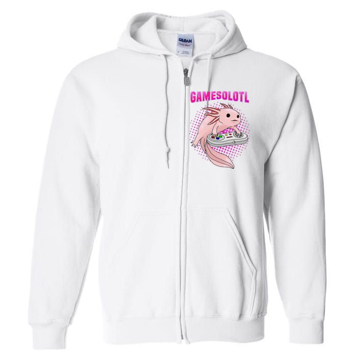 Gamer Axolotl Lover Cute Axolotl Gaming Video Gamer Gifts  Full Zip Hoodie