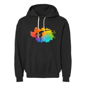 Gymnastics Acrobatics Lover Rainbow Colors Cheerleading Garment-Dyed Fleece Hoodie