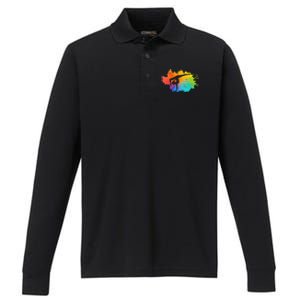 Gymnastics Acrobatics Lover Rainbow Colors Cheerleading Performance Long Sleeve Polo